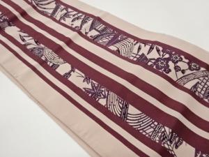 縞に松竹梅・民家模様名古屋帯